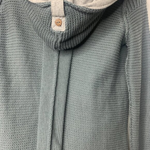 Pure Handknit Women’s Grey-Green Cotton Cardigan –XS – Handmade, Hooded - Picture 11 of 16